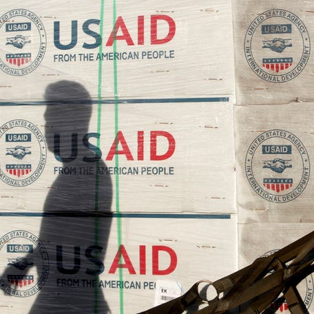 Relief items from U.S. Agency for International Development (USAID) for typhoon victims in Manila, Philippines, in 2013.