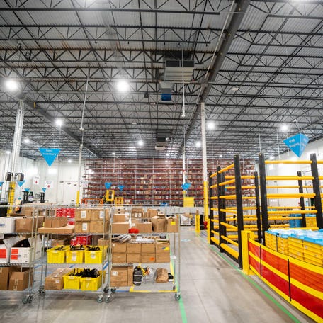 The warehouse of Amazon's new same day delivery center on Tuesday, Dec. 17, 2024, in Ankeny.