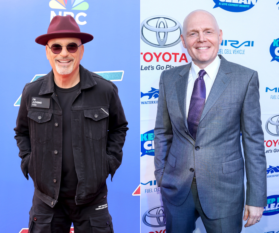 Howie Mandel, left, has apologized to Bill Burr after surprising the comedian with his possible half-brother Billy Corgan.