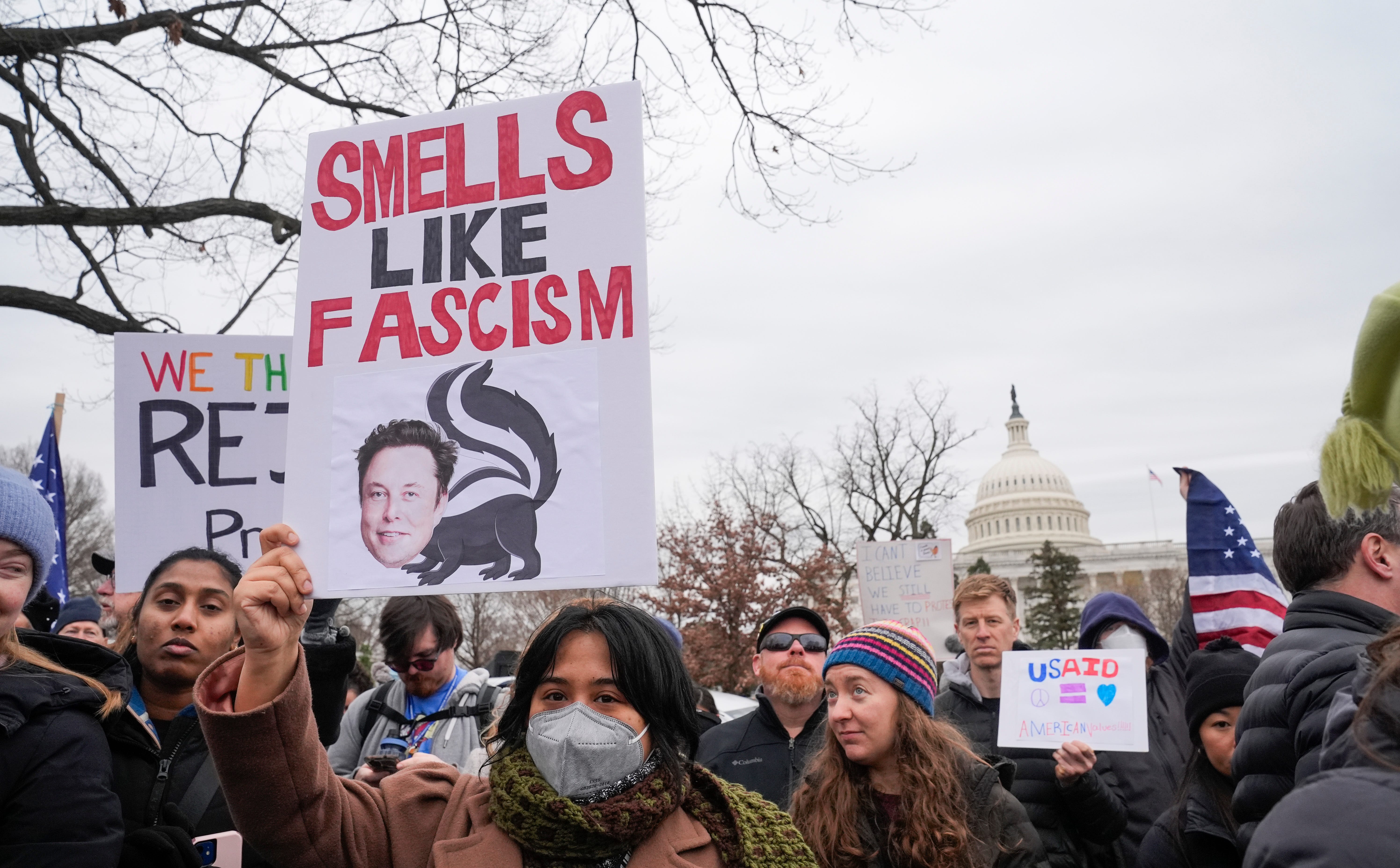 Protesters at the U.S. Capitol on Feb. 5, 2025, to support the U.S. Agency for International Development (USAID).