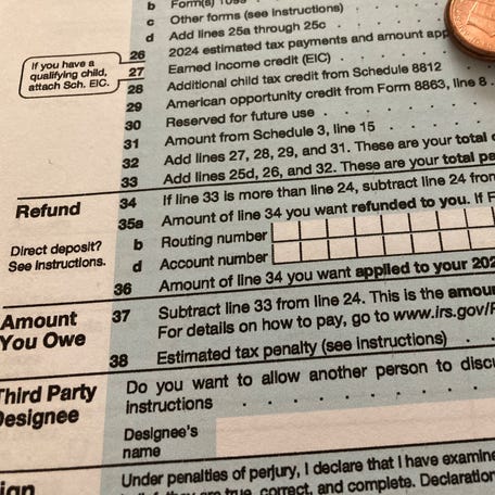 The average federal income tax refund in 2024 was $3,138 based on IRS data through Dec. 27, down 0.9% from the same period in 2023.
