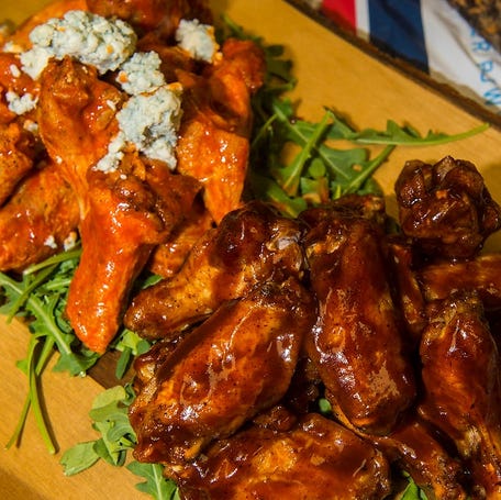 Chicken wings can make a fun and tasty Super Bowl snack. Photographed at Doctors Hospital in Augusta, Ga., Wednesday morning February 3, 2021. Food prepared by chef Bryan Crosson and styled by Cathy Pitcher.