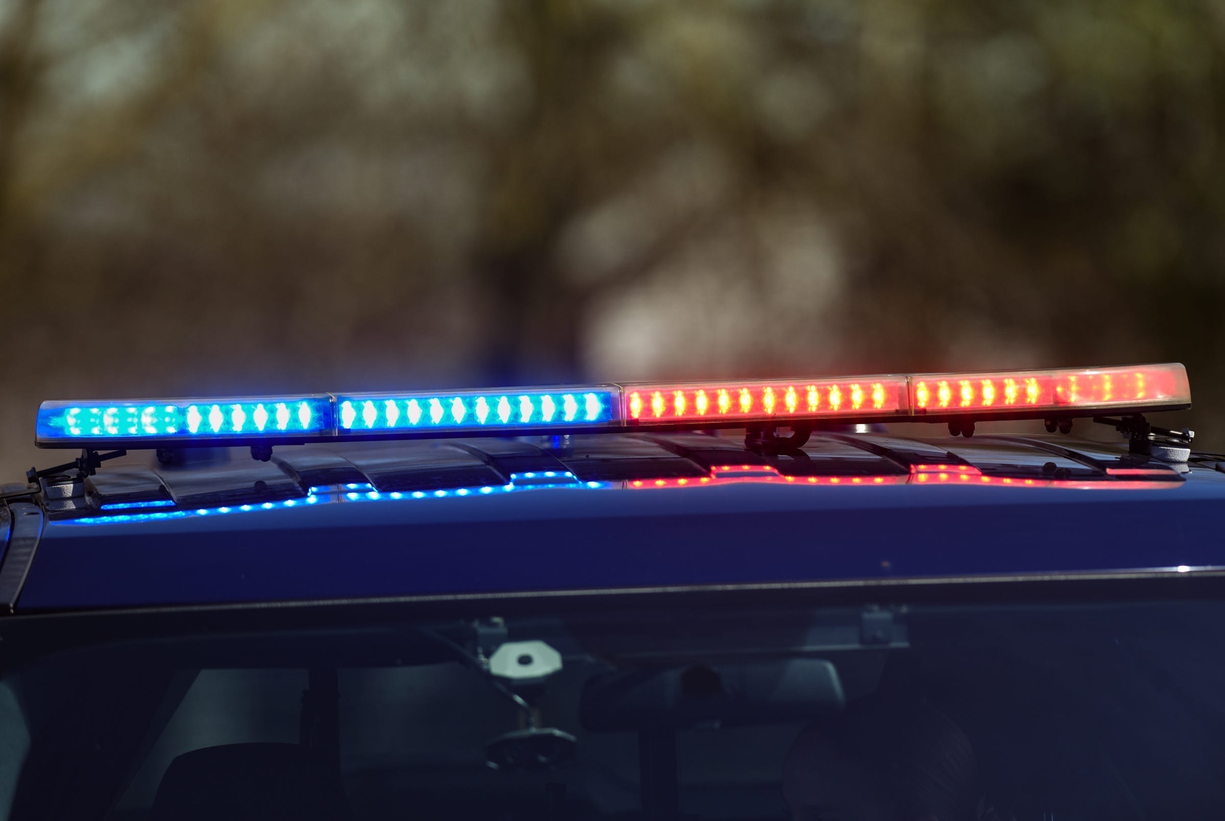 Police lights pictured during the daytime.