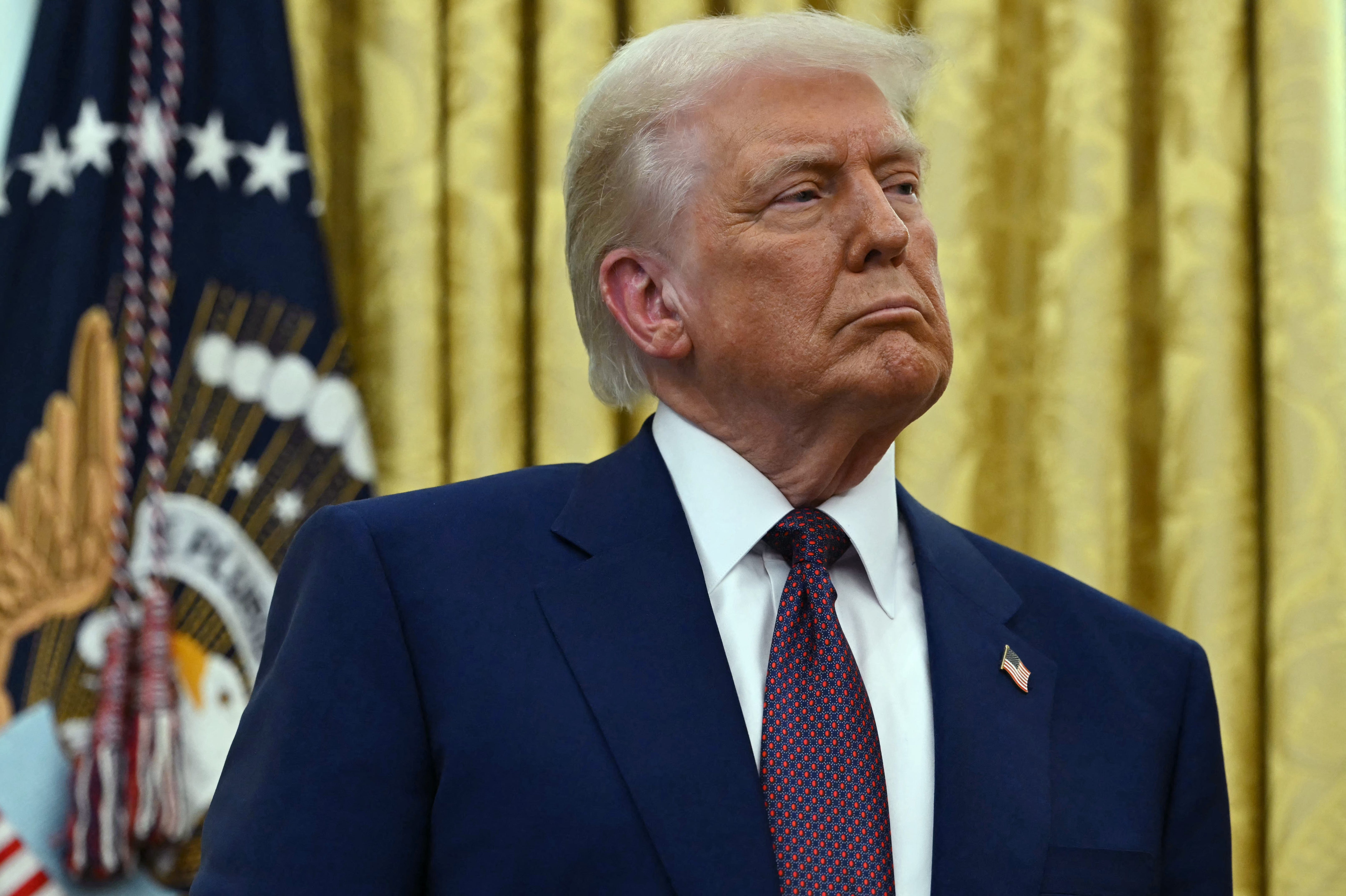 President Donald Trump in the Oval Office of the White House on Feb. 13, 2025.