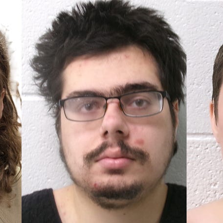 From left, Jack "Ziz" Lasota, 34, Daniel Blank, 26, Michelle Zajko, 32, were arrested by Maryland State Police on Monday, Feb. 17, 2025, in connection with a series of deaths nationwide.