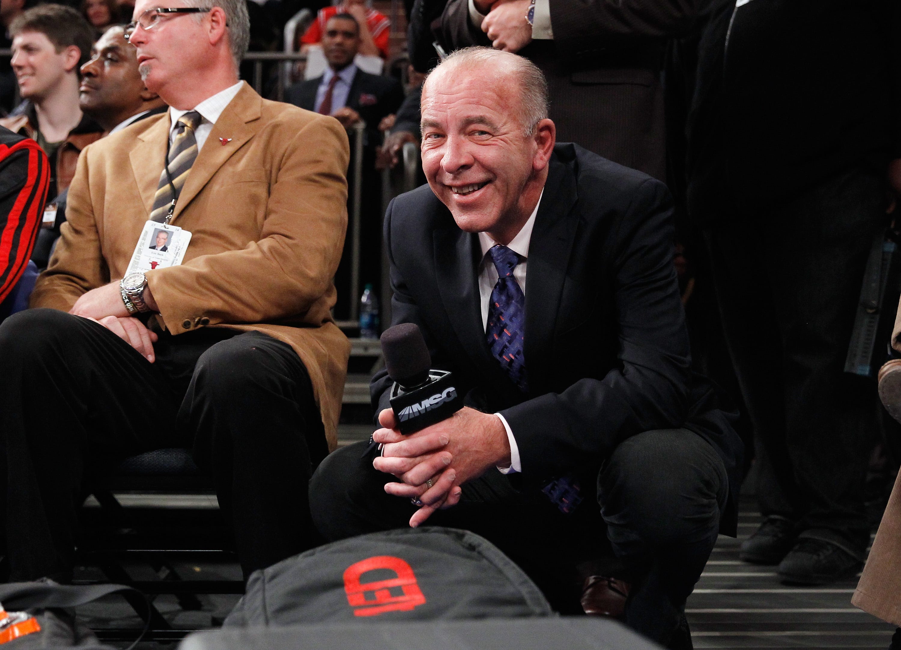 Broadcaster Al Trautwig works the game between the New York Knicks and the Chicago Bulls at Madison Square Garden on December 11, 2013 in New York City.