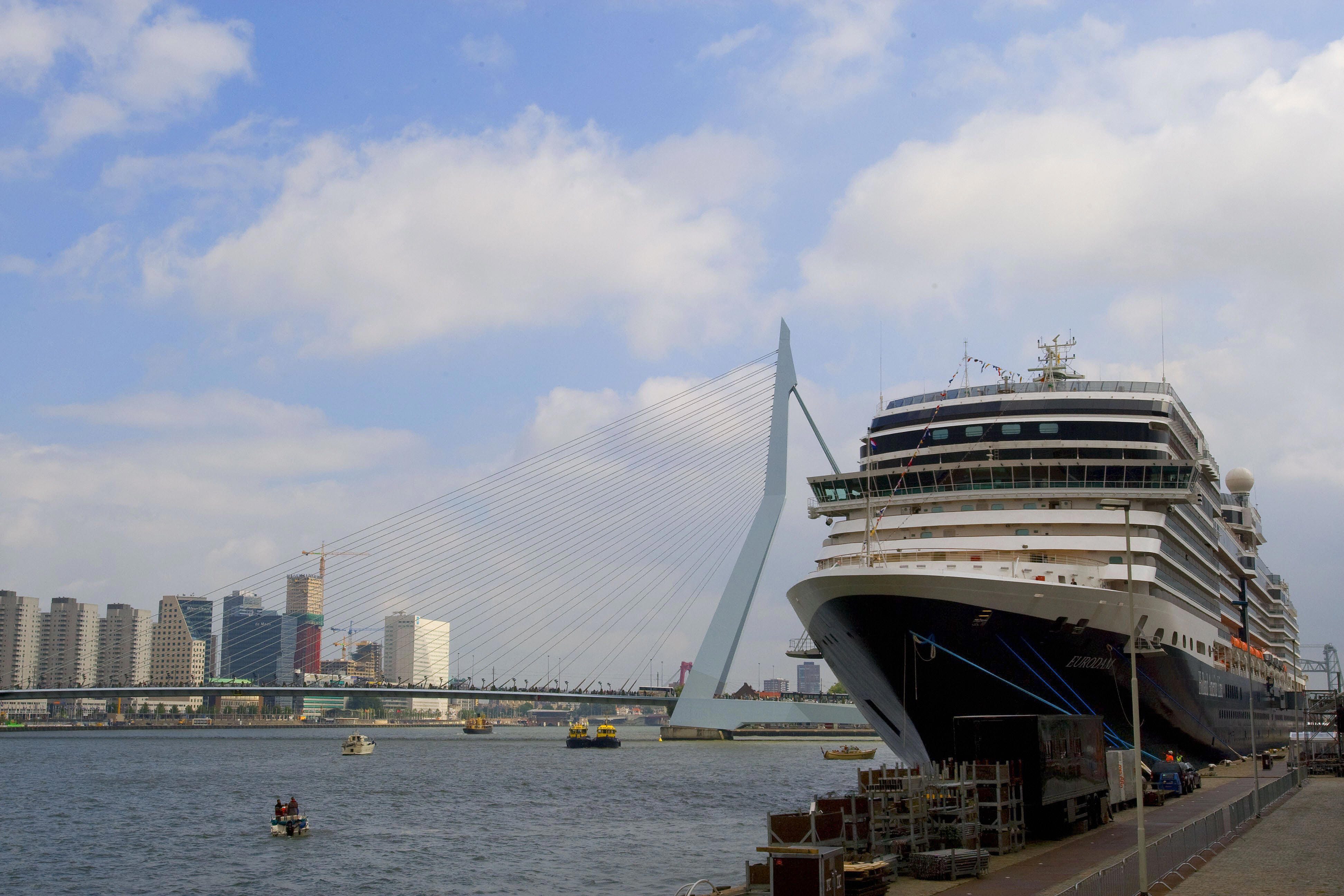The Eurodam ship arrives in the Dutch port of Rotterdam on June 29, 2008.