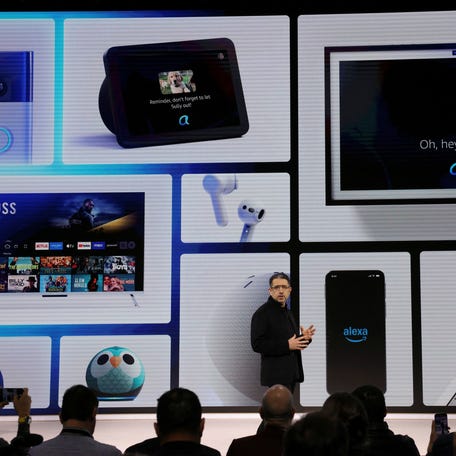 Amazon Devices & Services Senior Vice President Panos Panay speaks during an Amazon Devices launch event in New York City, U.S., February 26, 2025.