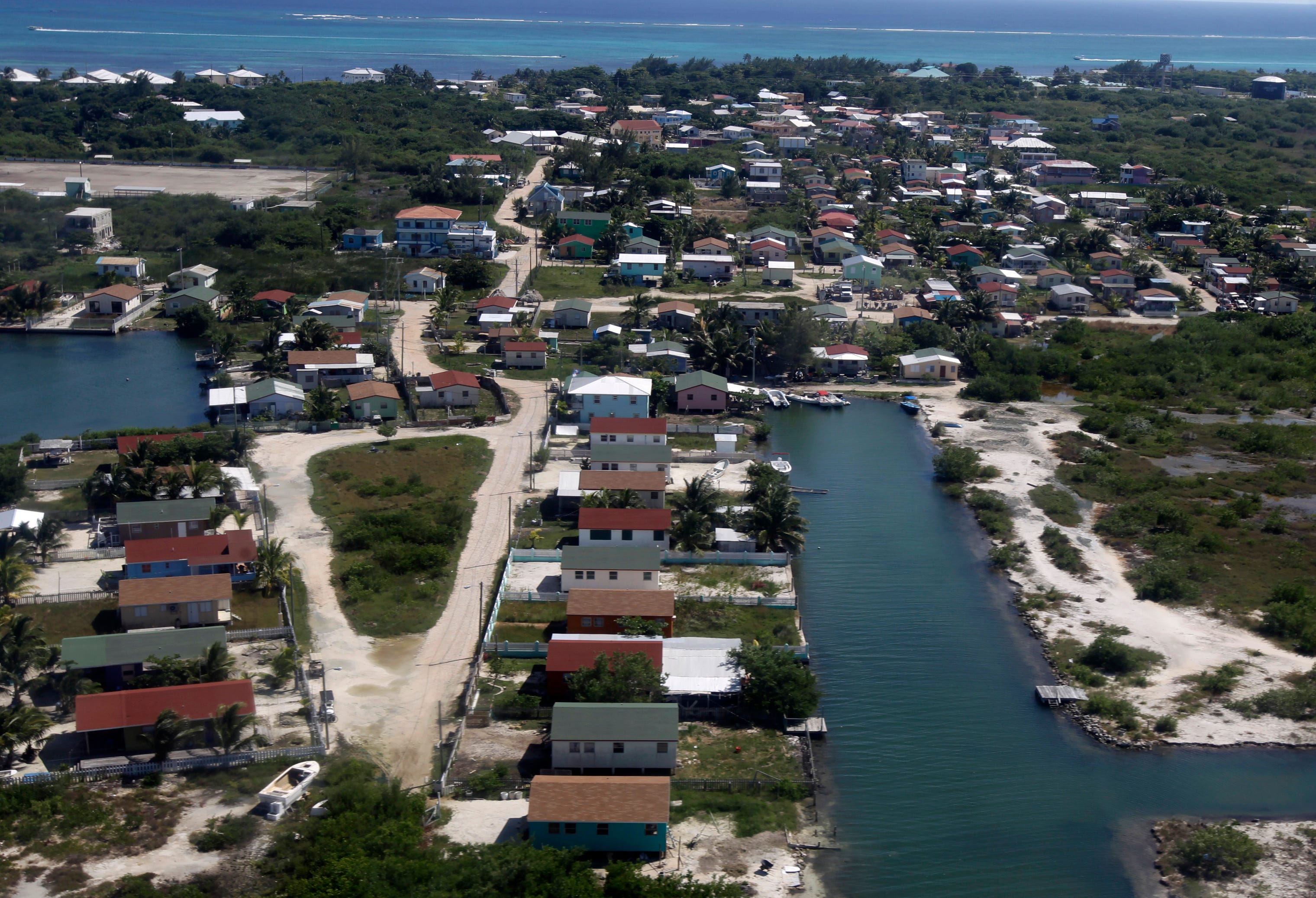 An aerial view of the city of San Pedro, Belize.
