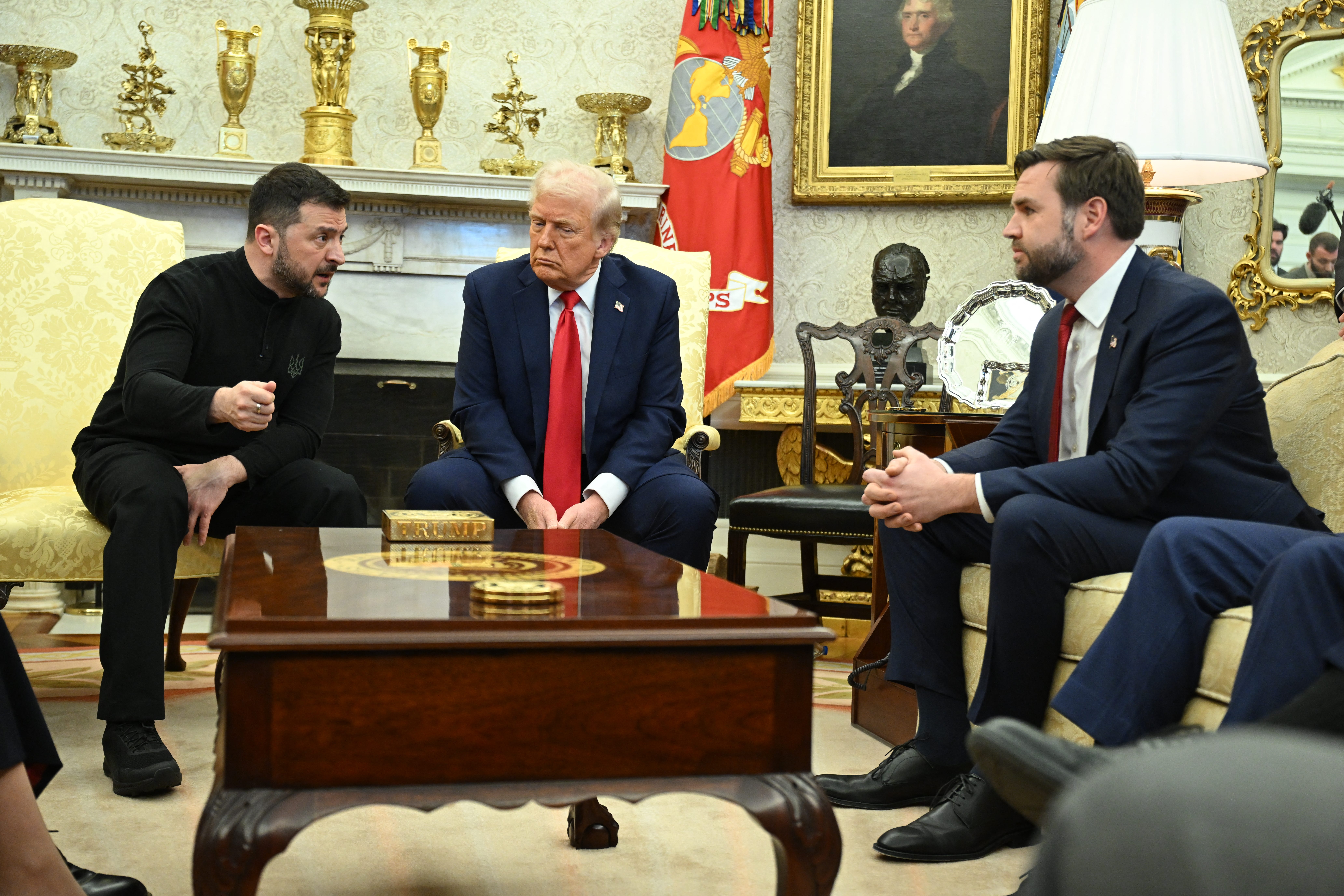 Ukrainian President Volodymyr Zelenskyy meets with President Donald Trump and Vice President JD Vance at the White House on Feb. 28, 2025.