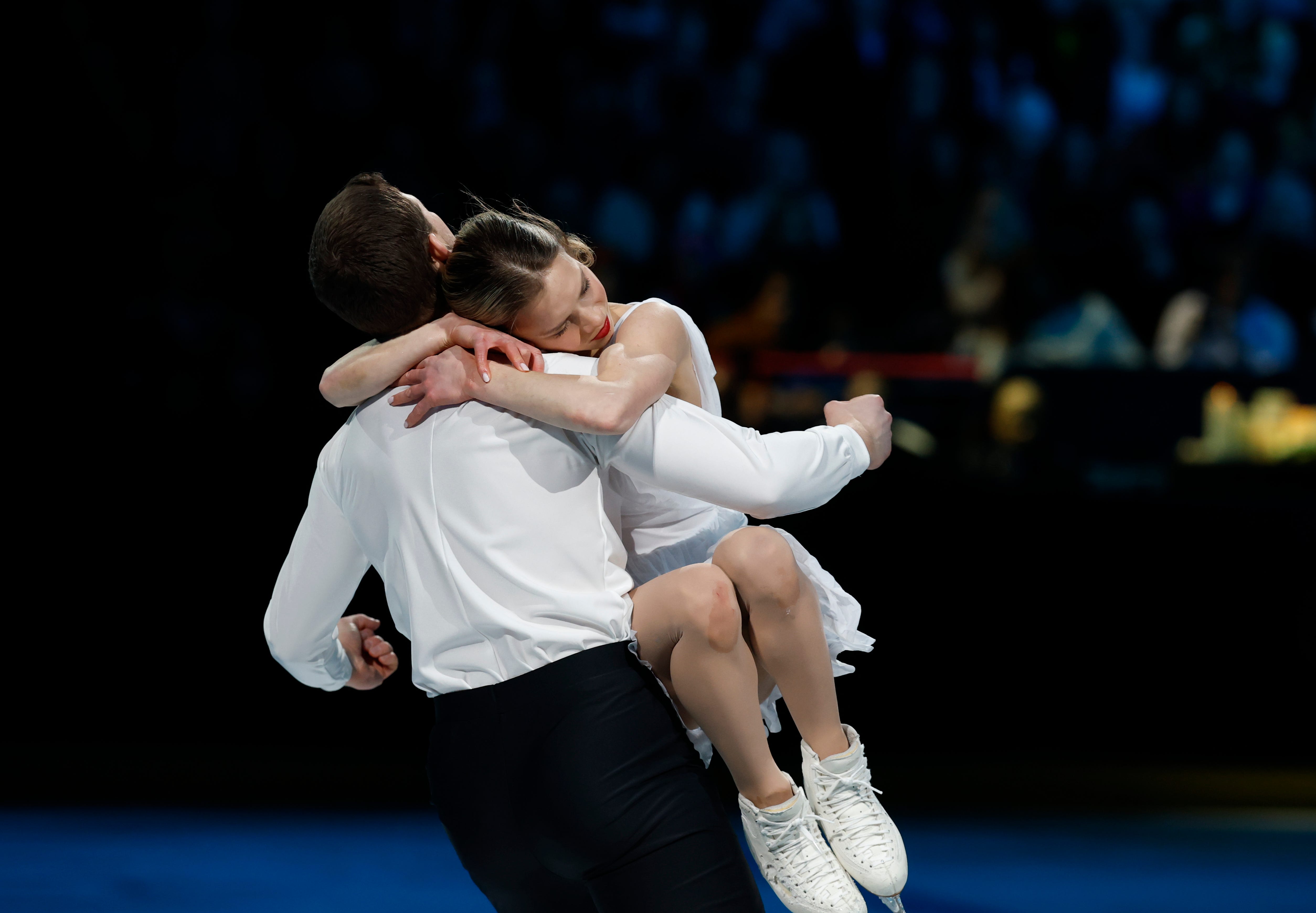 Alisa Efimova and Misha Mitrofanov perform during Sunday's Legacy on Ice benefit at Capital One Arena in Washington, D.C.