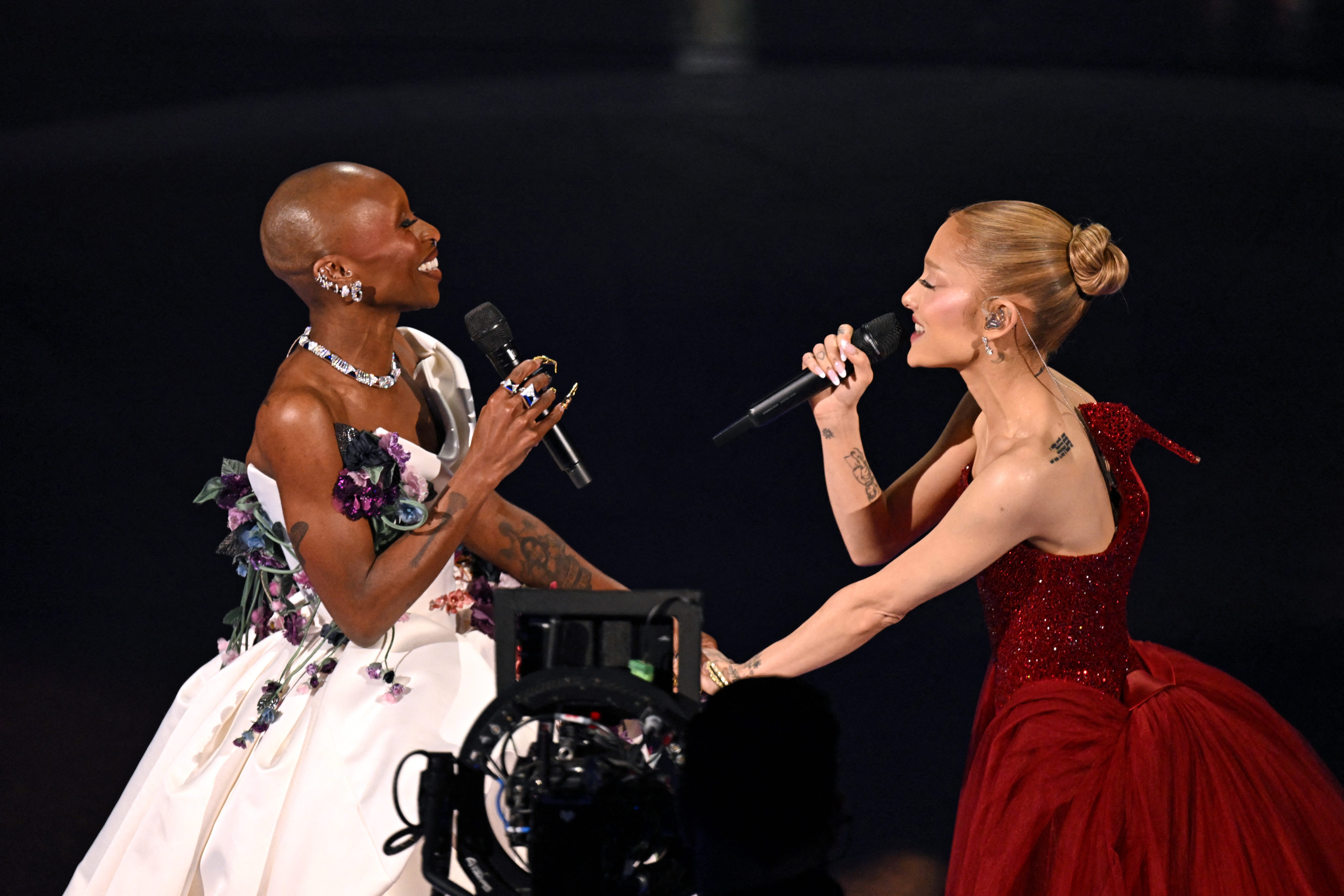 Cynthia Erivo and Ariana Grande perform during the 97th annual Academy Awards at the Dolby Theatre in Hollywood, California March 2, 2025.