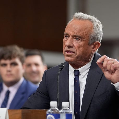 Robert F. Kennedy Jr. testifies Jan. 29 at his Senate hearing on his nomination to be the secretary of the Department of Health and Human Services.