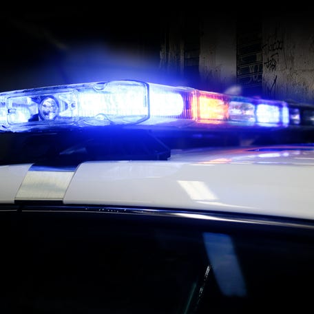 Police Car Lights. This stock image has a horizontal composition.