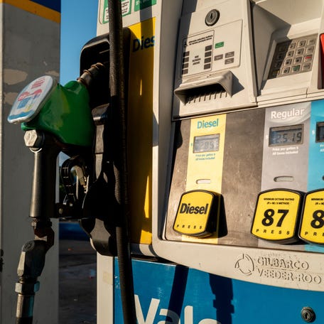A Valero gas pump station is seen on October 22, 2024 in Austin, Texas.
