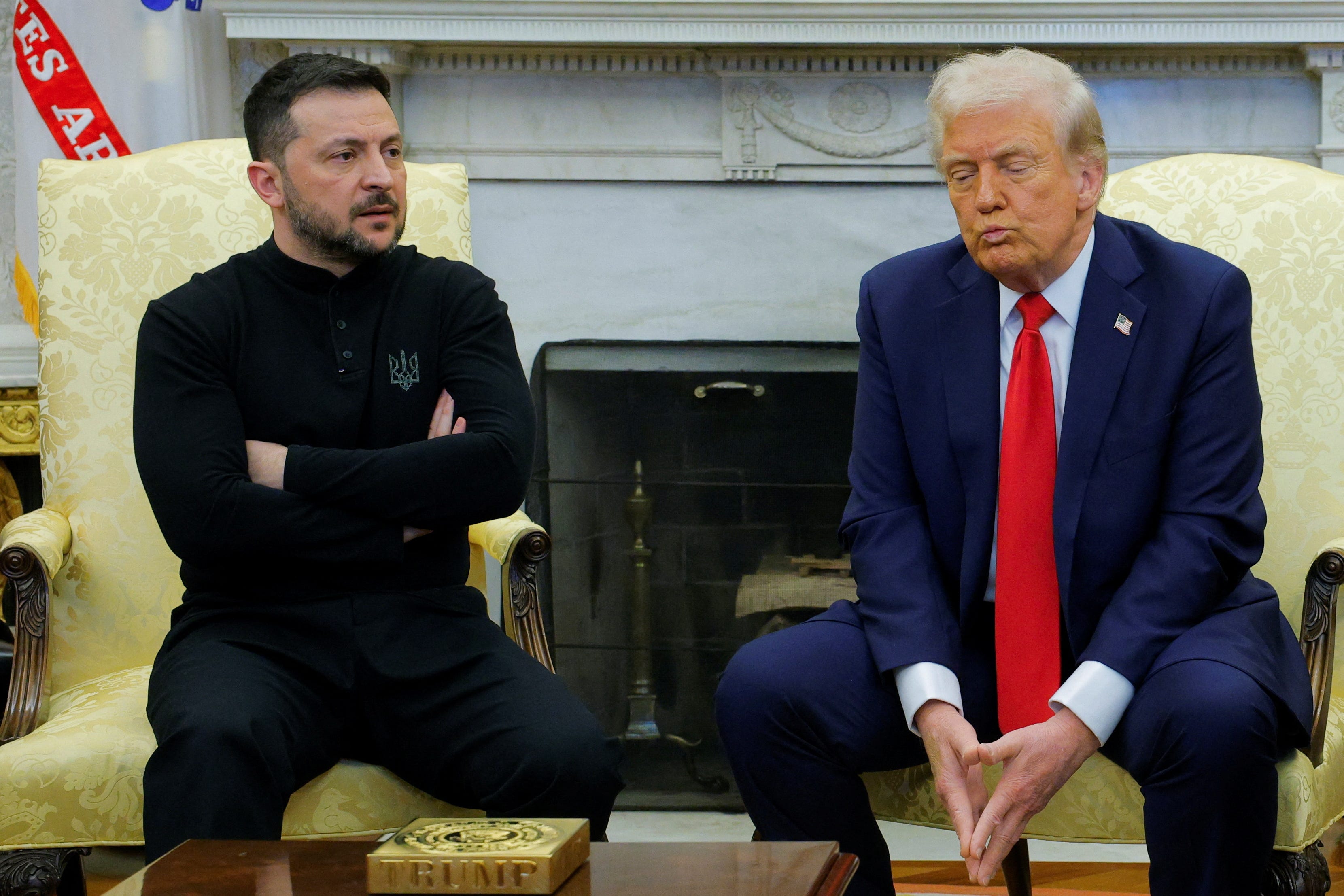 U.S. President Donald Trump meets with Ukrainian President Volodymyr Zelenskiy at the White House in Washington, D.C., U.S., February 28, 2025. REUTERS/Brian Snyder