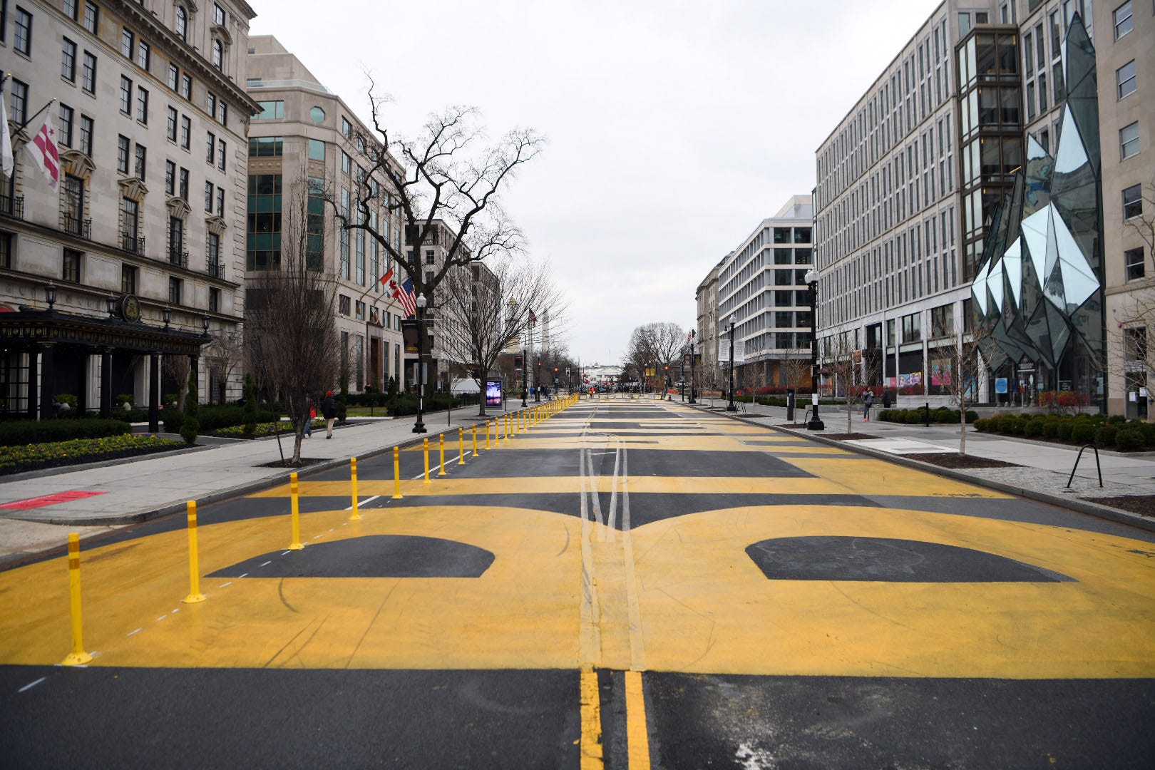 People begin to gather in Black Lives Matter Plaza in Washington, D.C. on January 5, 2021, ahead of Congress certifying electoral votes giving Joe Biden victory in the 2020 presidential race.