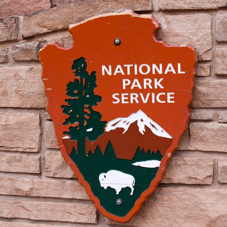 National Park Service emblem at Arches National Park.