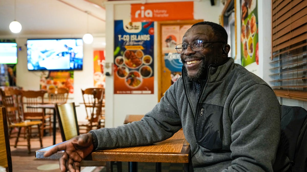 Jean Manuel speaks about the Haitian community in Ohio at T-Co Islands Restaurant on Thursday, March 6, 2025 in Columbus, Ohio.