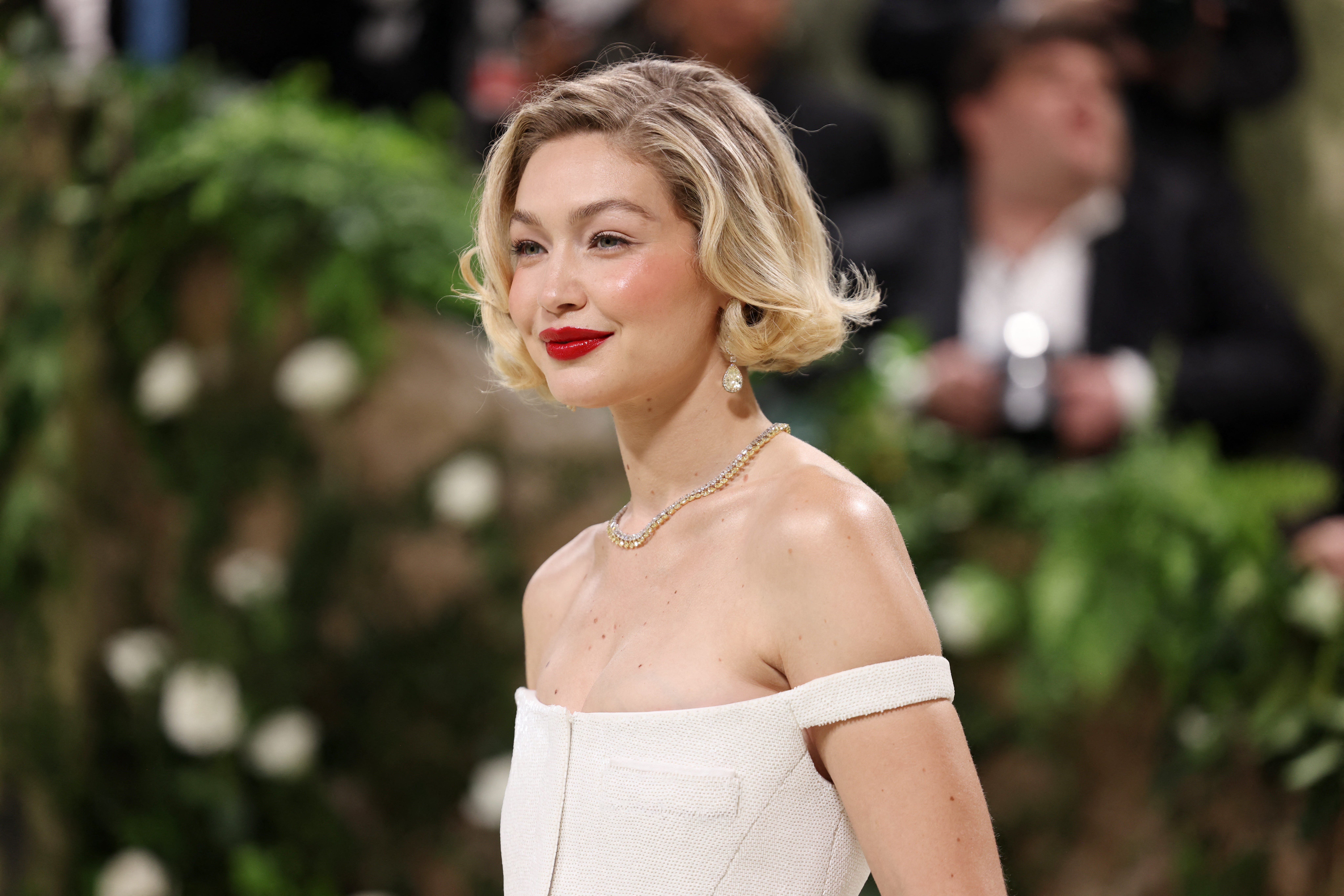 Gigi Hadid poses at the Met Gala, an annual fundraising gala held for the benefit of the Metropolitan Museum of Art's Costume Institute with this year's theme 'Sleeping Beauties: Reawakening Fashion' in New York City on May 6, 2024.