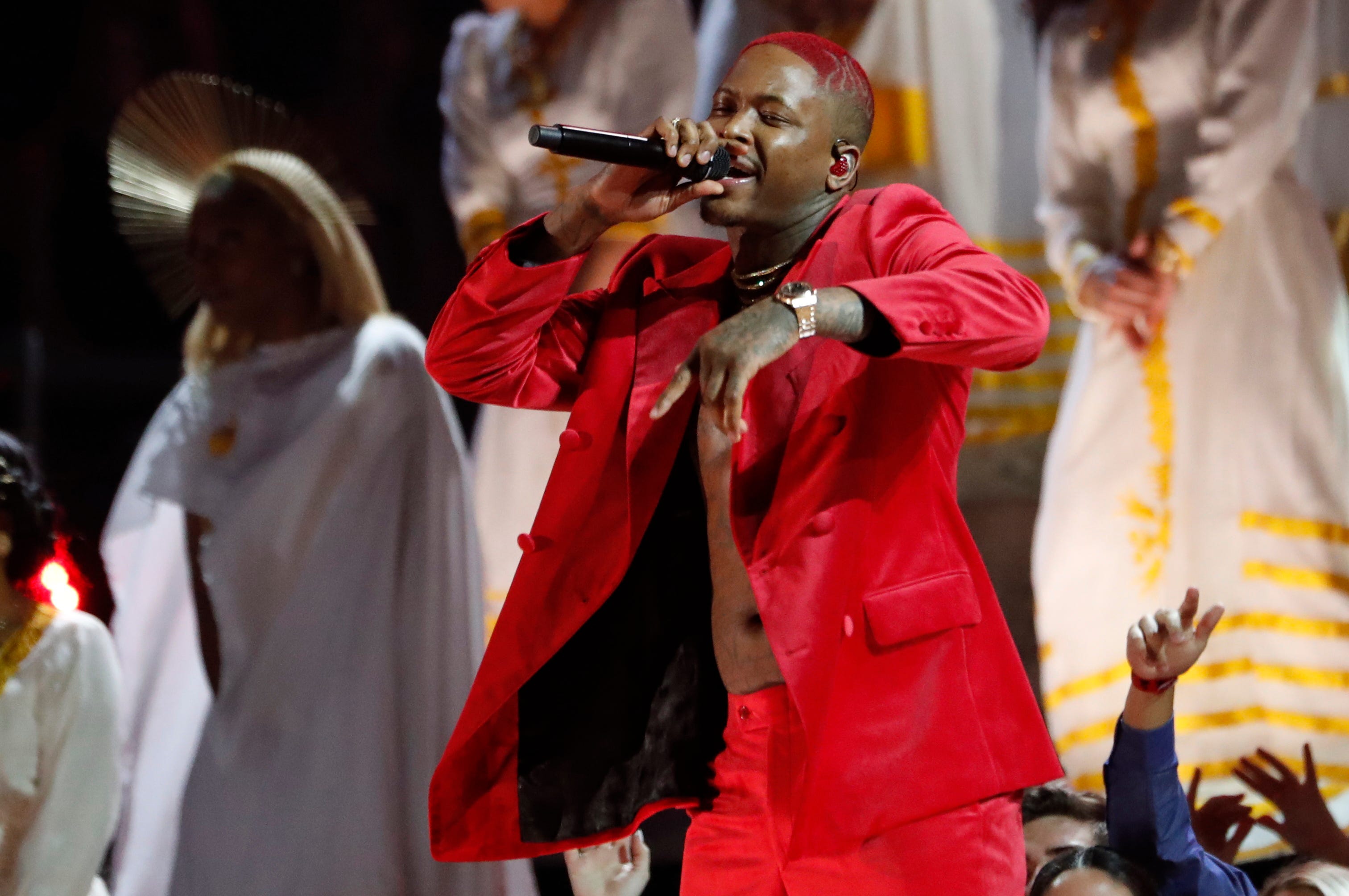 YG performs at the 62nd Grammy Awards show in Los Angeles on Jan. 26, 2020.