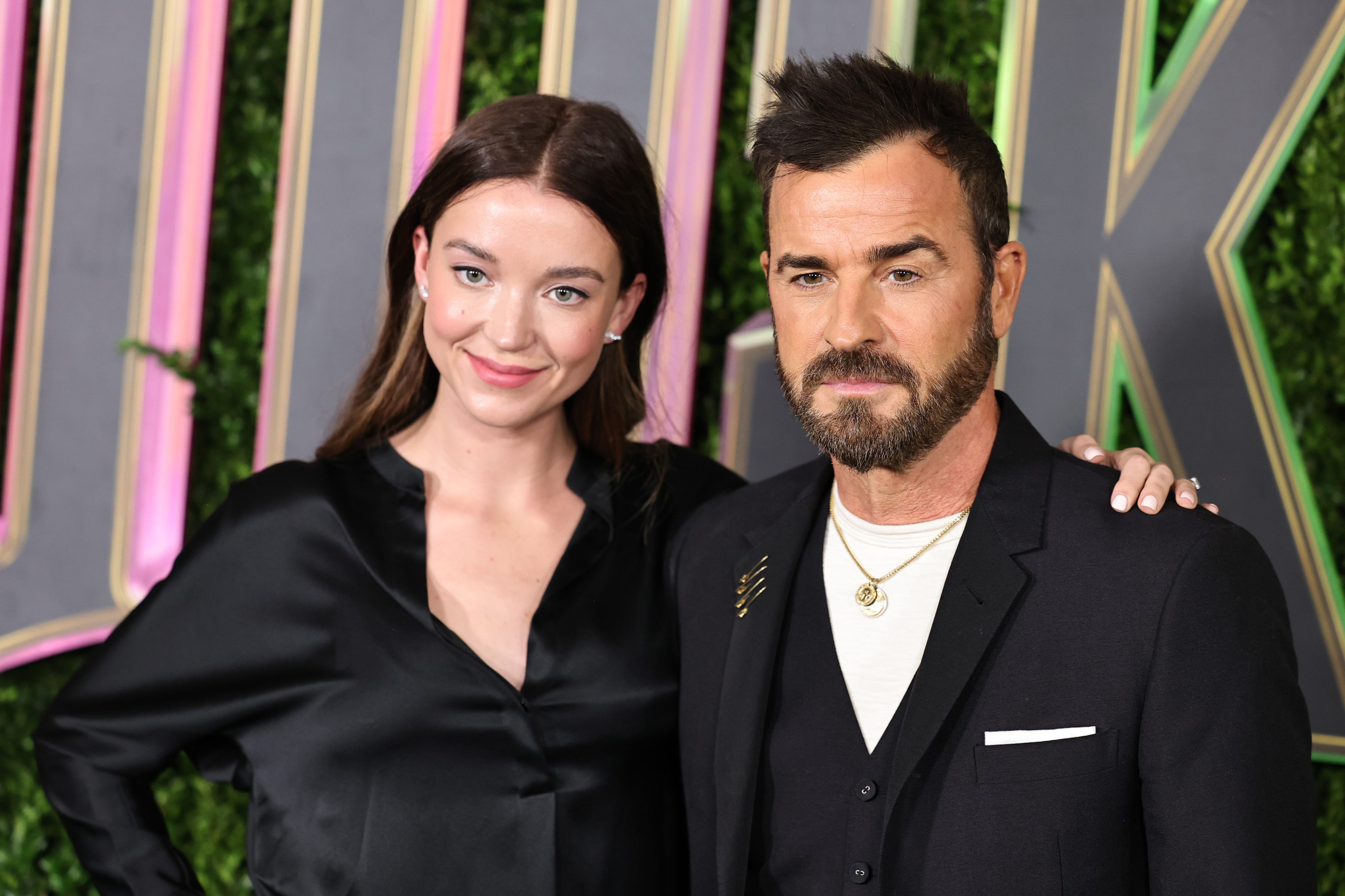 Nicole Brydon Bloom, left, and Justin Theroux attend the New York premiere of "Wicked" on Nov. 14, 2024.