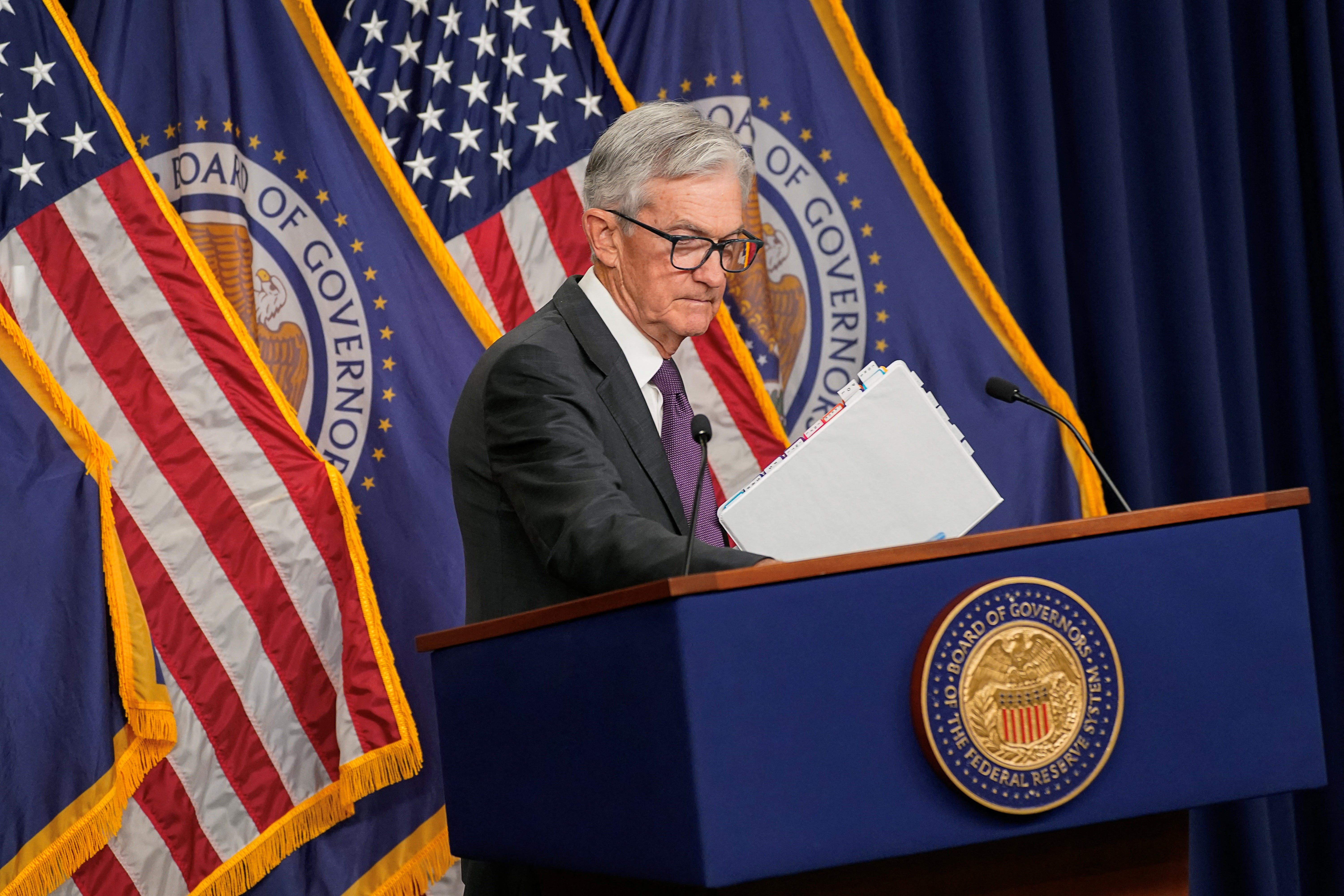 U.S. Federal Reserve Chair Jerome Powell attends a press conference, following a two-day meeting of the Federal Open Market Committee on interest rate policy, in Washington on March 19, 2025.