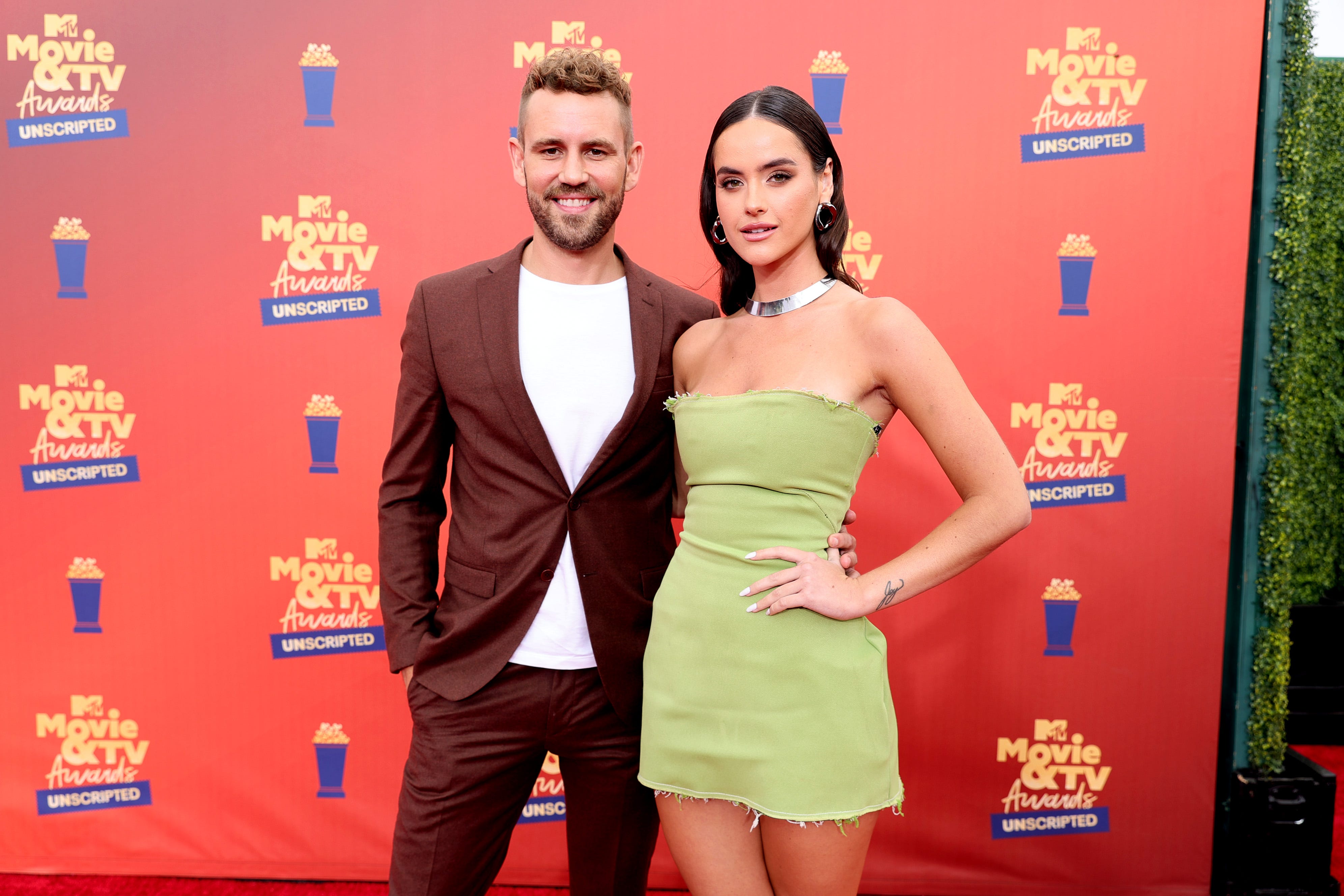 Nick Viall, left, and Natalie Joy attend the 2022 MTV Movie & TV Awards on June 5, 2022.