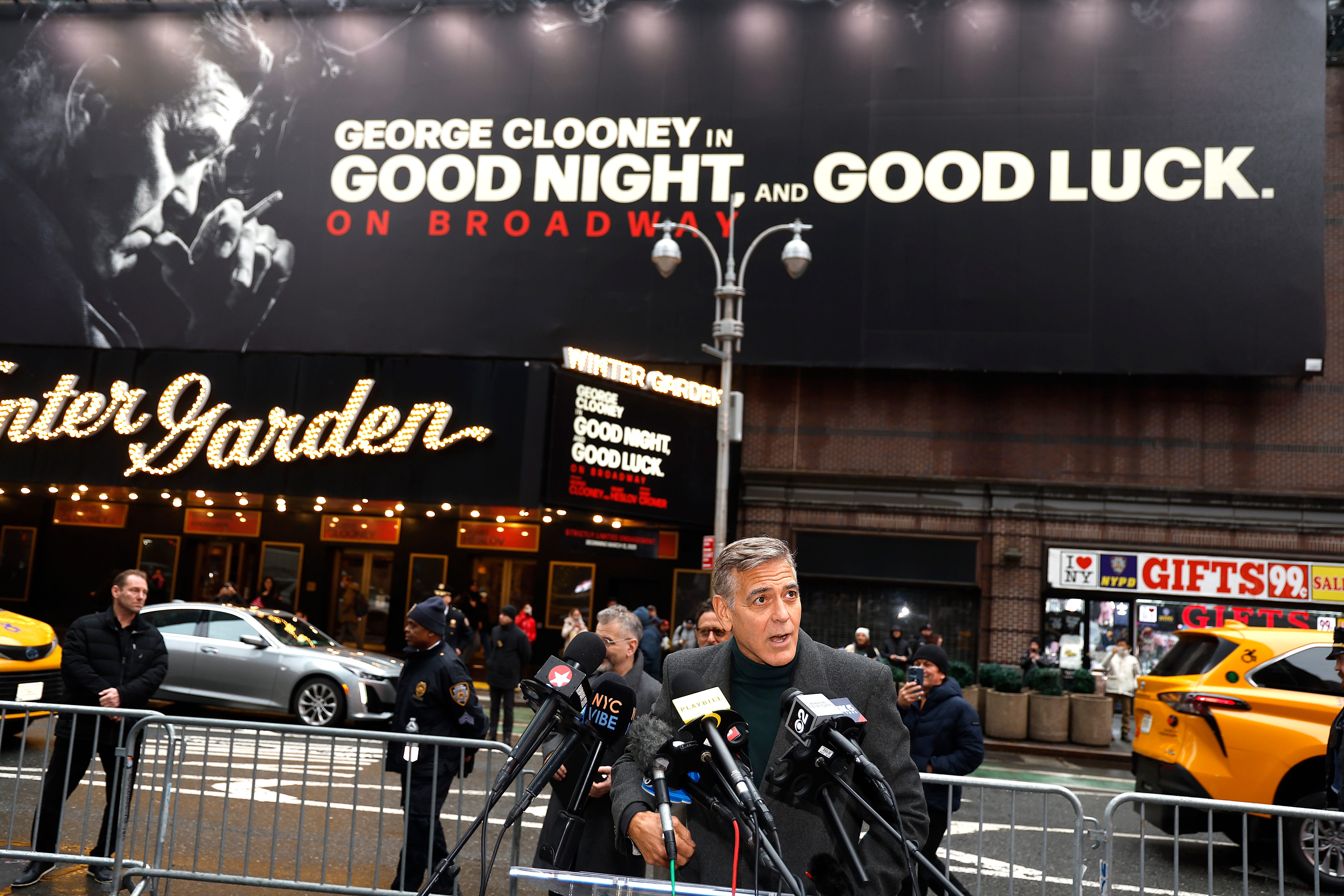 George Clooney attends the announcement of the complete Broadway cast of "Good Night, And Good Luck" on Feb. 6, 2025, in New York City.