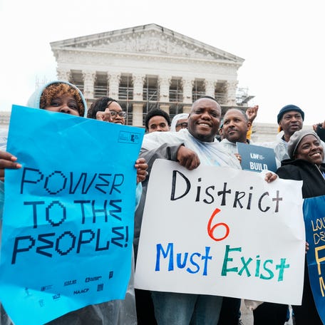 People rally outside the U.S. Supreme Court following arguments heard in Louisiana v. Callais on March 24, 2025. On April 29, 2026, the nation's highest court struck down a Louisiana congressional map that a group of voters who describe themselves as “non-African American” had challenged as the product of unconstitutional racial gerrymandering. By a vote of 6-3, the justices left in place a ruling by a federal court that barred the state from using the map, which had created a second
 majority-Black district, in future elections.