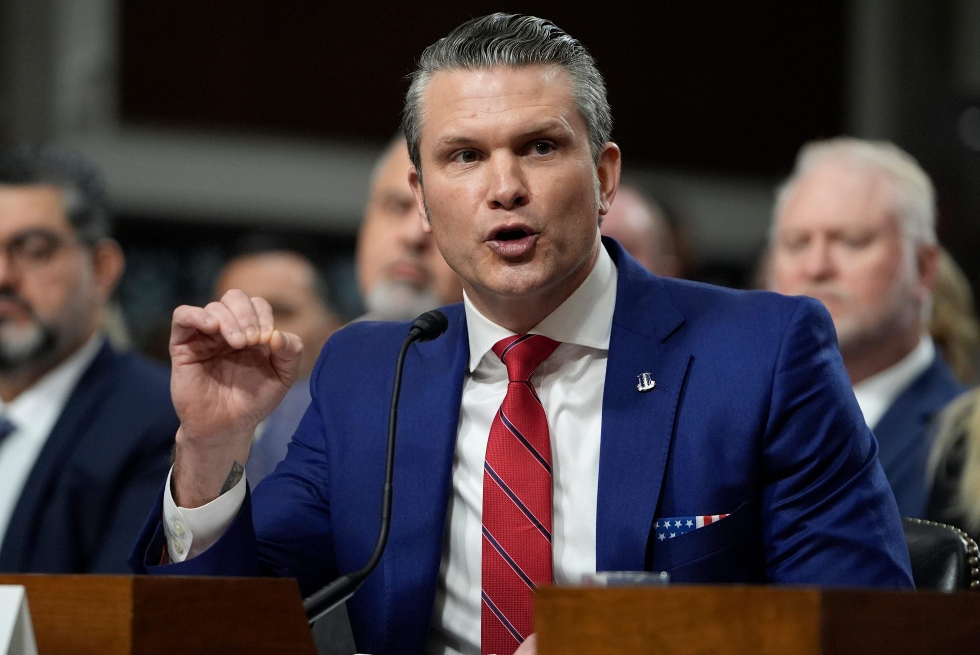 Pete Hegseth testifies during his Senate Armed Services committee hearing on Jan. 14, 2025, in Washington, D.C., on his nomination to be secretary of Defense.