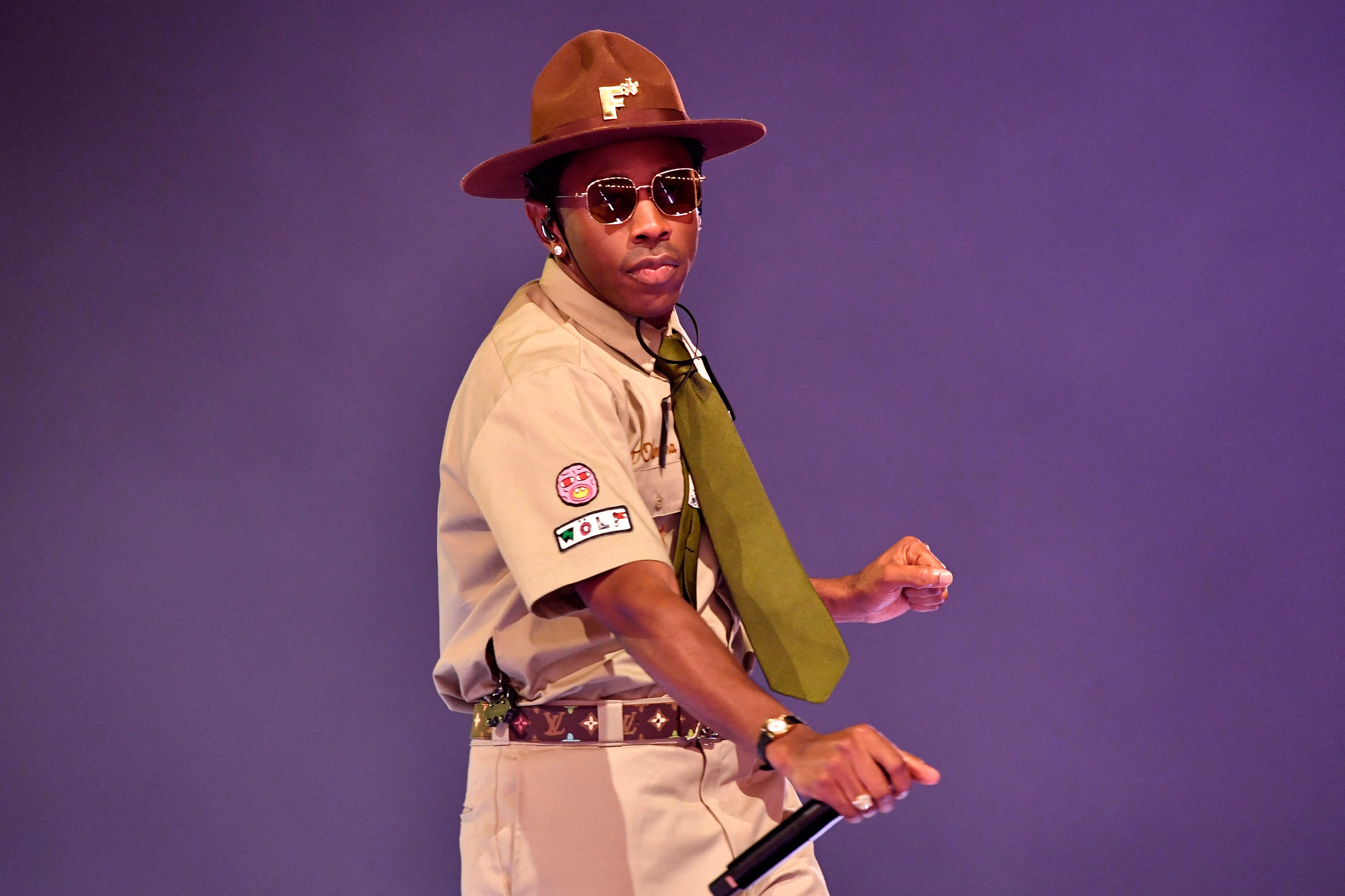 Tyler, the Creator performs on stage during the Coachella Valley Music and Arts Festival at the Empire Polo Club in Indio, California, on April 13, 2024.
