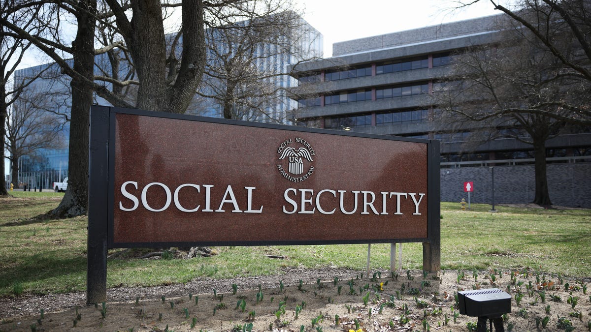 A sign in front of the entrance of the Security Administration's main campus on March 19, 2025 in Woodlawn, Maryland.