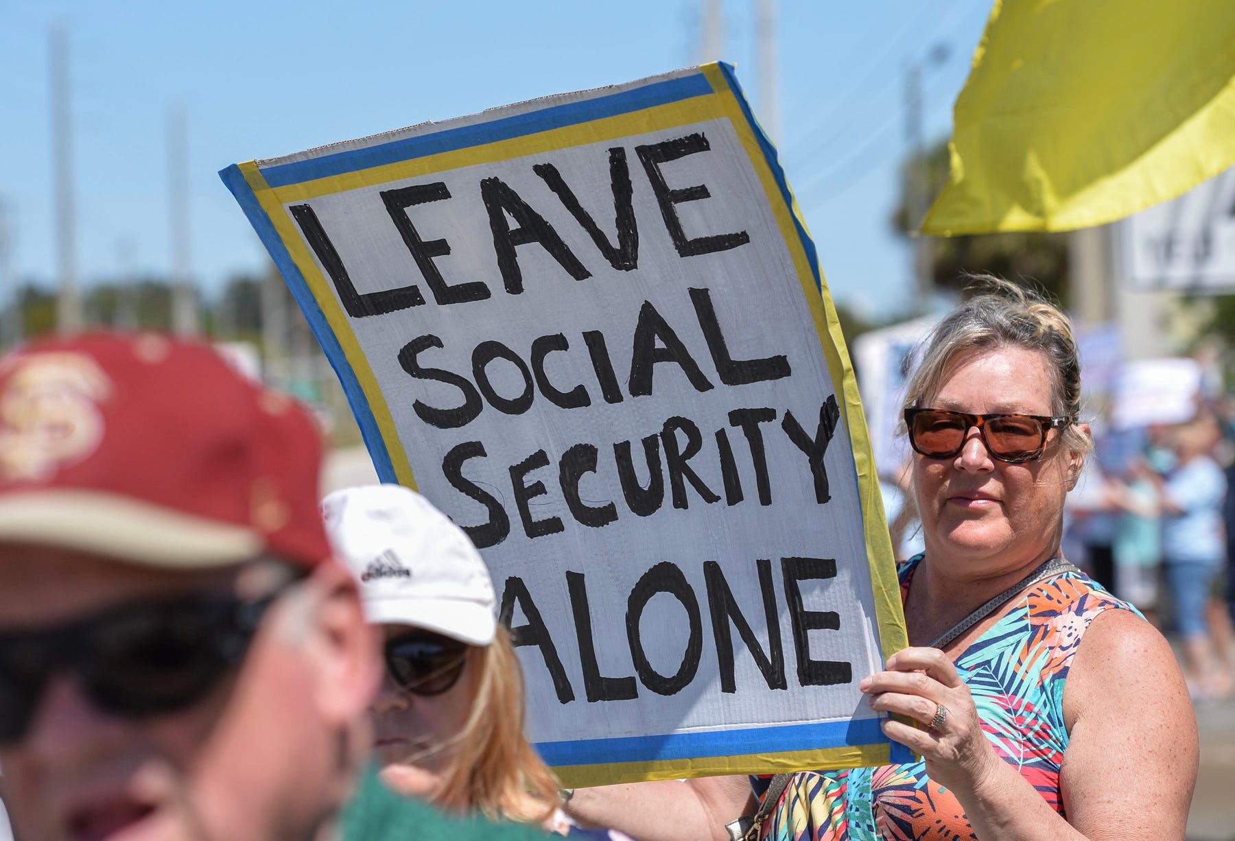 Protesters rally for Social Security on March 22, 2025, in Port St. Lucie, Fla.