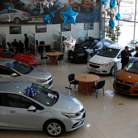 A general view shows Chevrolet vehicles being displayed at Surman Chevrolet car dealership in Mexico City, Mexico.