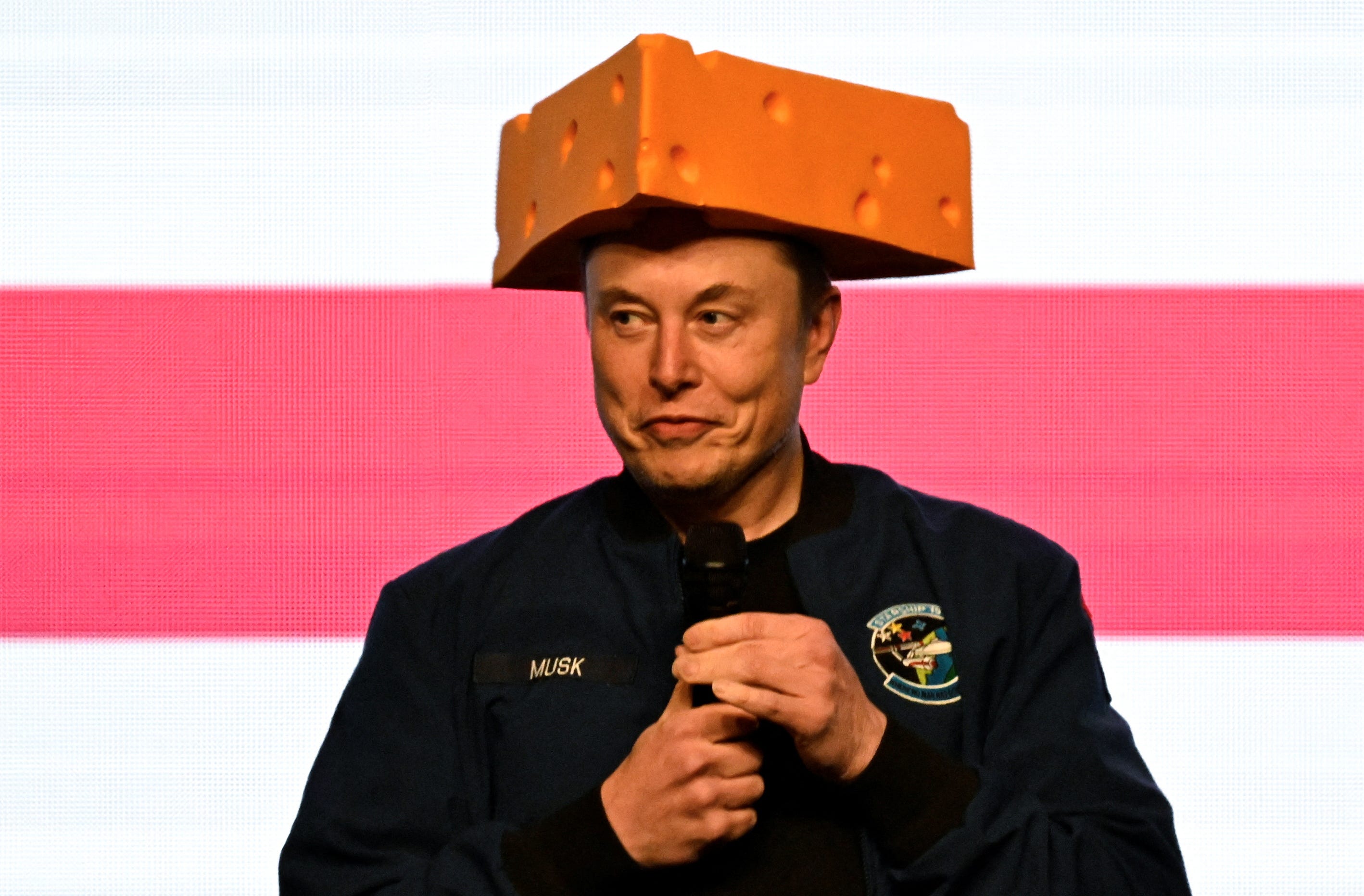 President Donald Trump's adviser Elon Musk wears a cheesehead hat as he holds a rally in Green Bay, Wis., on March 30, 2025, in support of a conservative state Supreme Court candidate.
