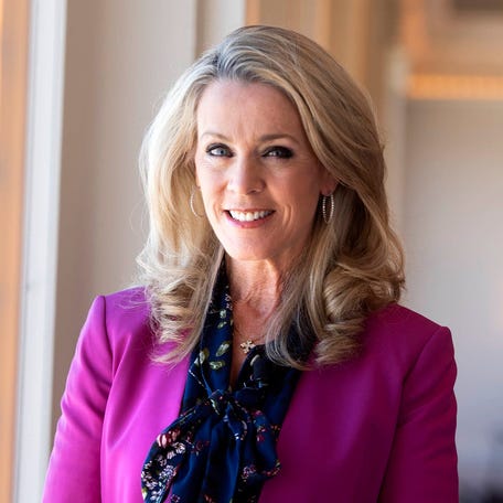 Deborah Norville spoke during the Signature Series presentation and luncheon at The Beach Club in Palm Beach, Florida on Jan. 9, 2025,