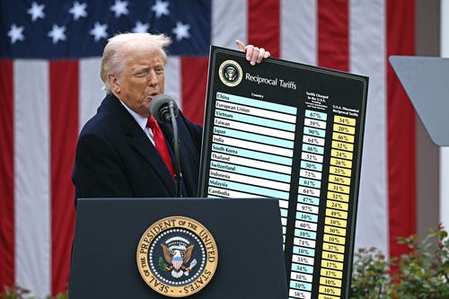 President Donald Trump delivers remarks on reciprocal tariffs at an event in the Rose Garden at the White House on April 2, 2025.
