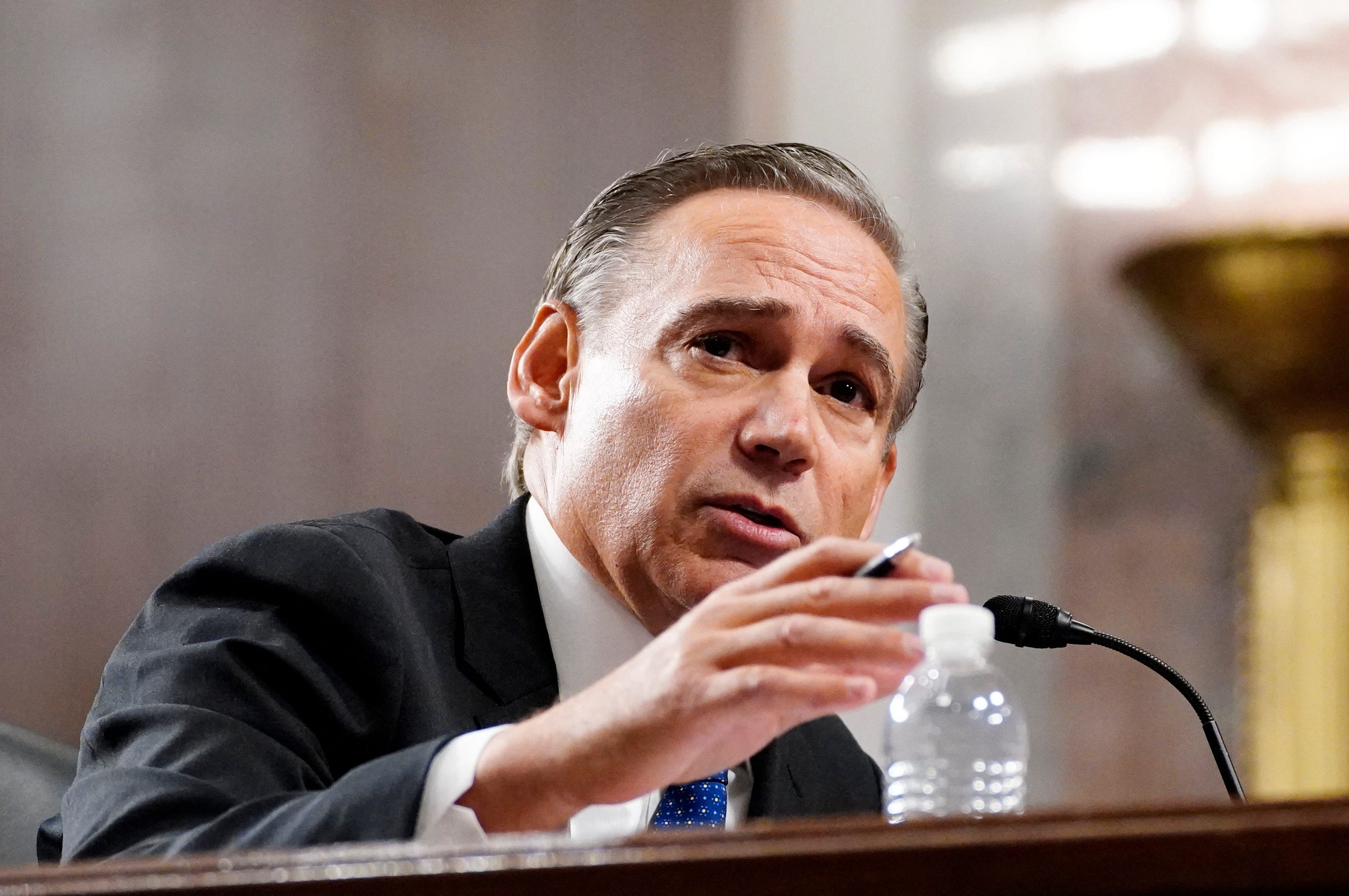 Boeing CEO Kelly Ortberg testifies before a Senate Commerce, Science, and Transportation Committee hearing about Boeing's commitment to address safety concerns in the wake of a January 2024 mid-air emergency involving a new 737 MAX, on Capitol Hill in Washington, D.C., U.S., April 2, 2025.