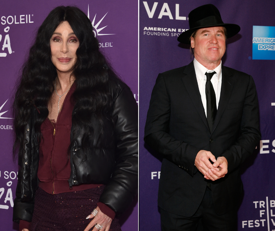Cher, left, paid tribute to her ex-boyfriend Val Kilmer after dating the actor in the 1980s