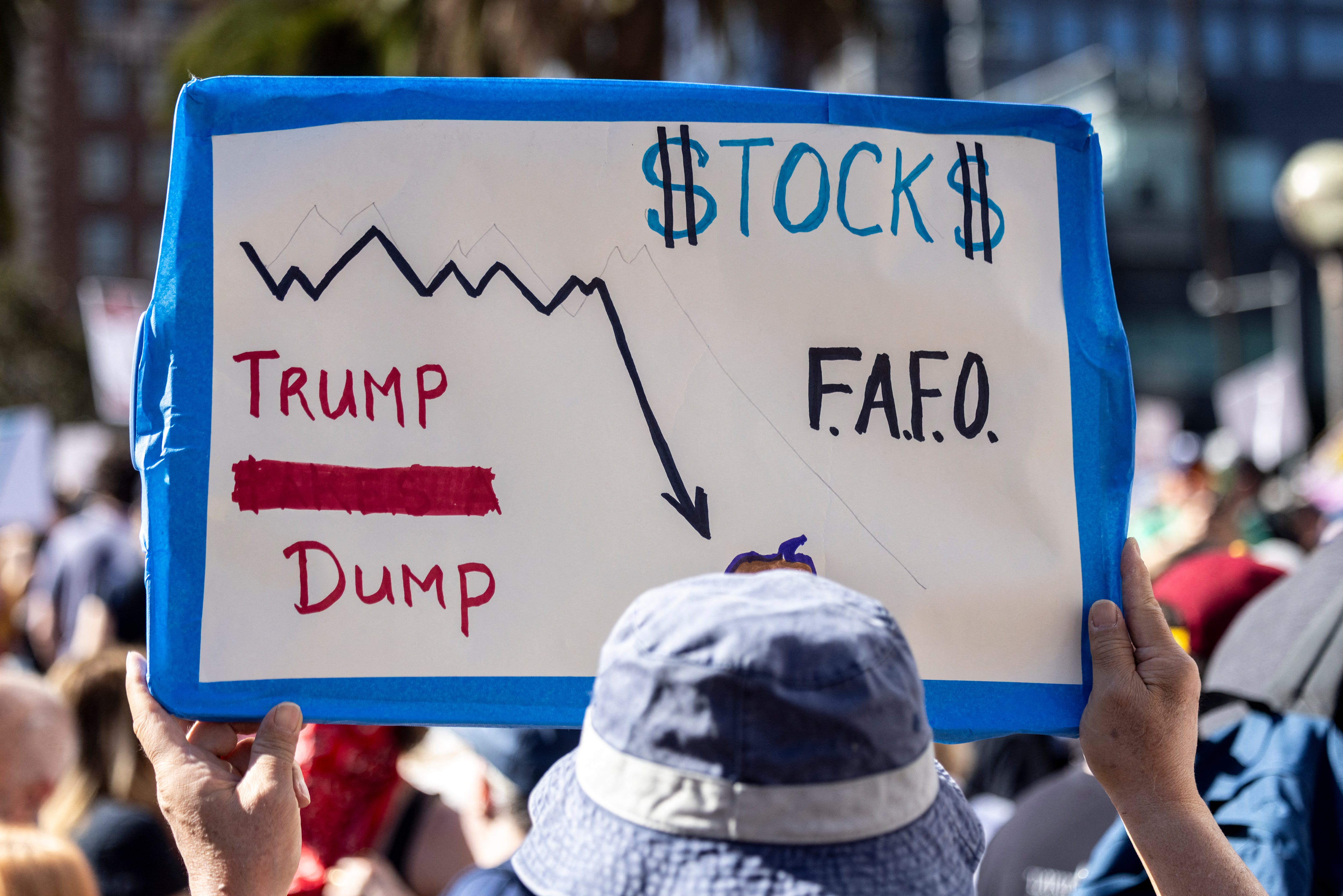 Protest against the Trump administration in Los Angeles on April 5, 2025.