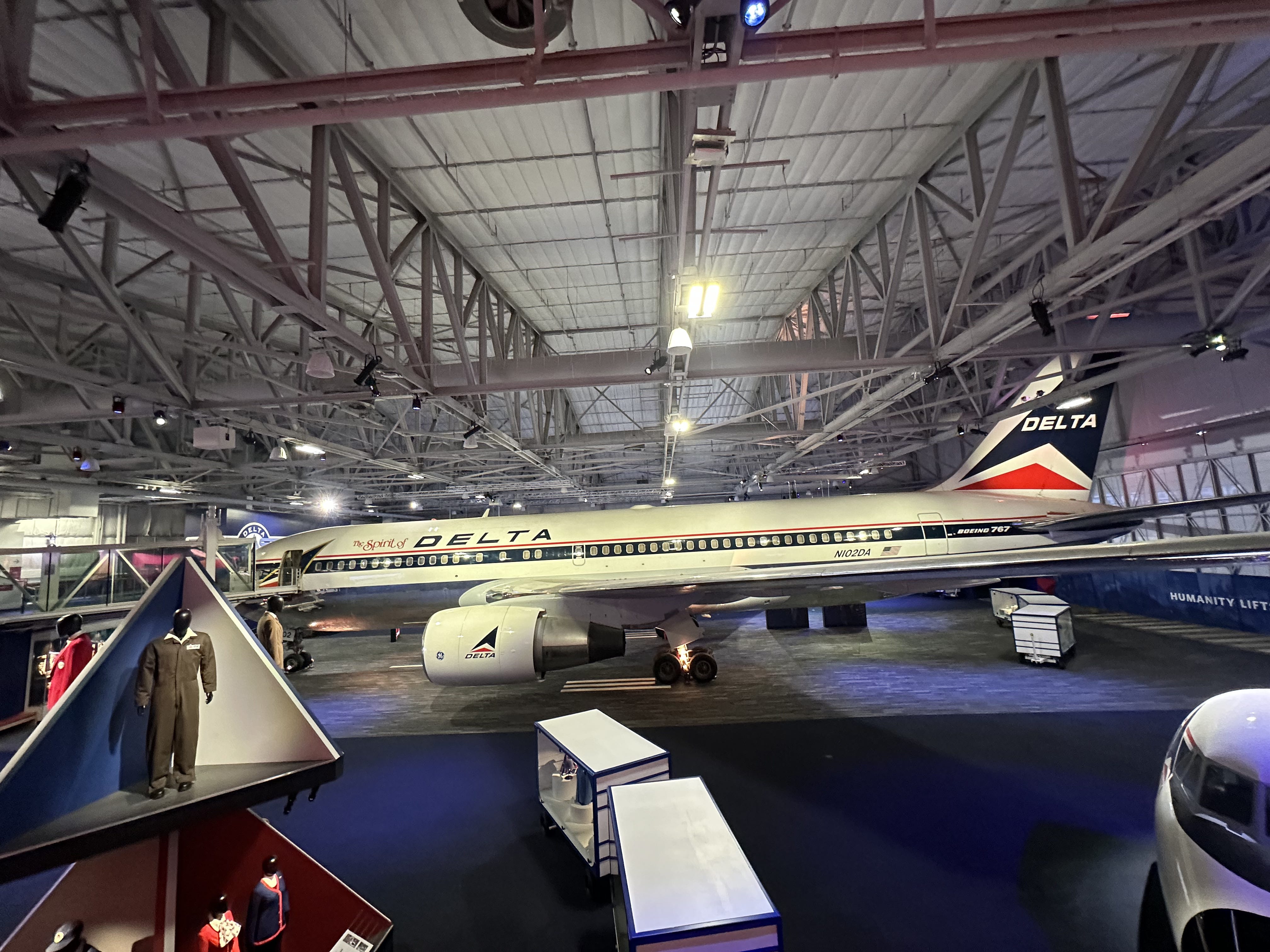 The 'Spirit of Delta' Boeing 767 on display at the Delta Flight Museum.