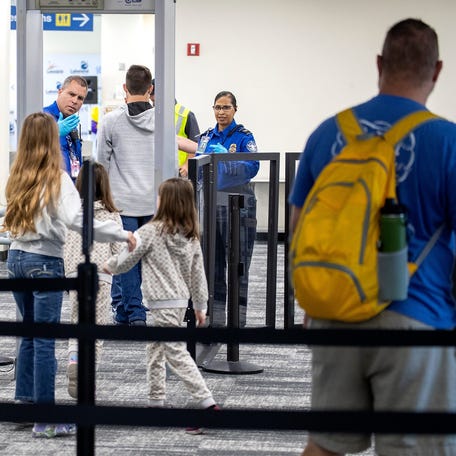 Passengers pass through the TSA checkpoint at Lakeland Linder Regional Airport in Lakeland, Florida on Thursday June 13, 2024.  Ernst Peters/The Ledger