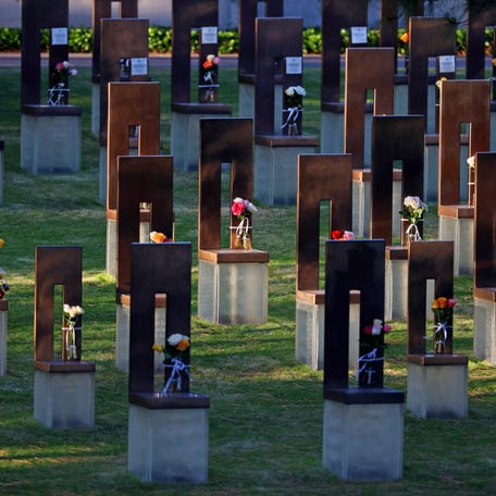 The Field of Empty Chairs at the Oklahoma City National Memorial and Museum, in April 2024.
