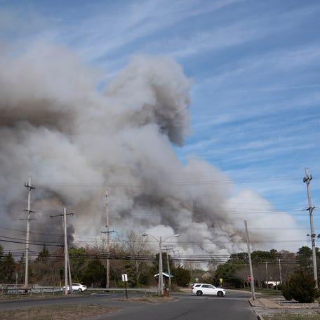 A wildfire in Ocean County continues to burn for a second day. The Jones Road fire has burned over 11,500 in the area. Forked River, NJ Wednesday, April 24, 2025