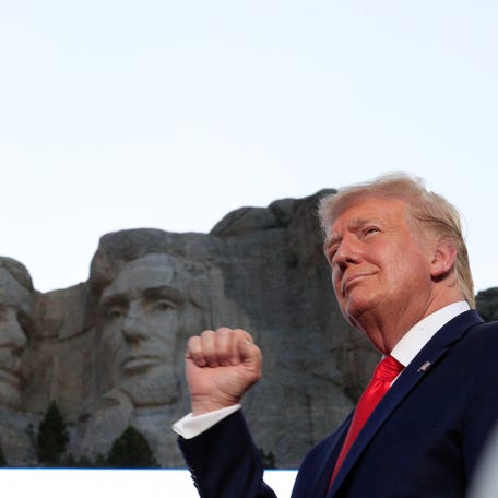 U.S. President Donald Trump attends South Dakota's U.S. Independence Day Mount Rushmore fireworks celebrations at Mt. Rushmore in Keystone, South Dakota, U.S., July 3, 2020.
