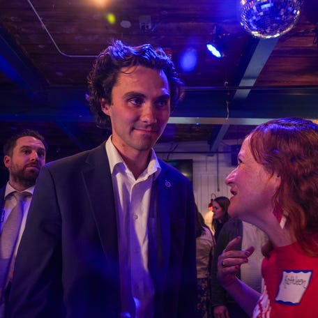 David Hogg attends a April 24 fundraiser for the Rhode Island Democratic Party at Fish Co. in Providence.