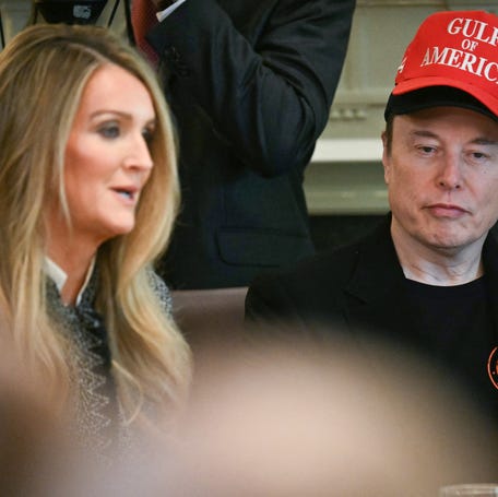 Elon Musk listens to Kelly Loeffler, administrator of the U.S. Small Business Administration, speak during a Cabinet meeting at the White House on April 30, 2025.