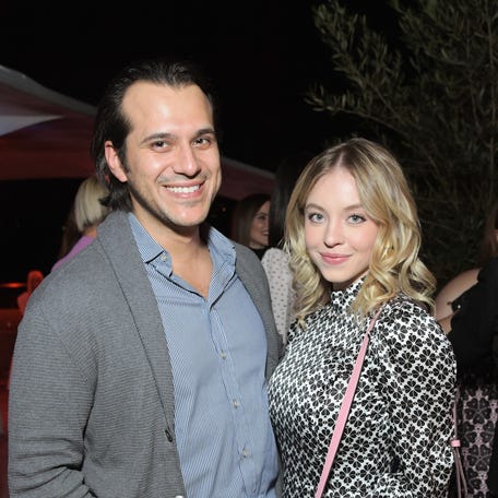 Jonathan Davino and Sydney Sweeney attend the InStyle and Kate Spade dinner at Spring Place on Oct. 23, 2018, in Los Angeles.
