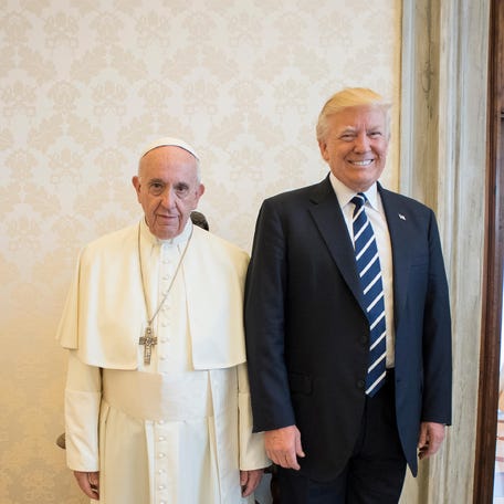 Pope Francis meets with President Donald Trump during a private audience at the Vatican on May 24, 2017.